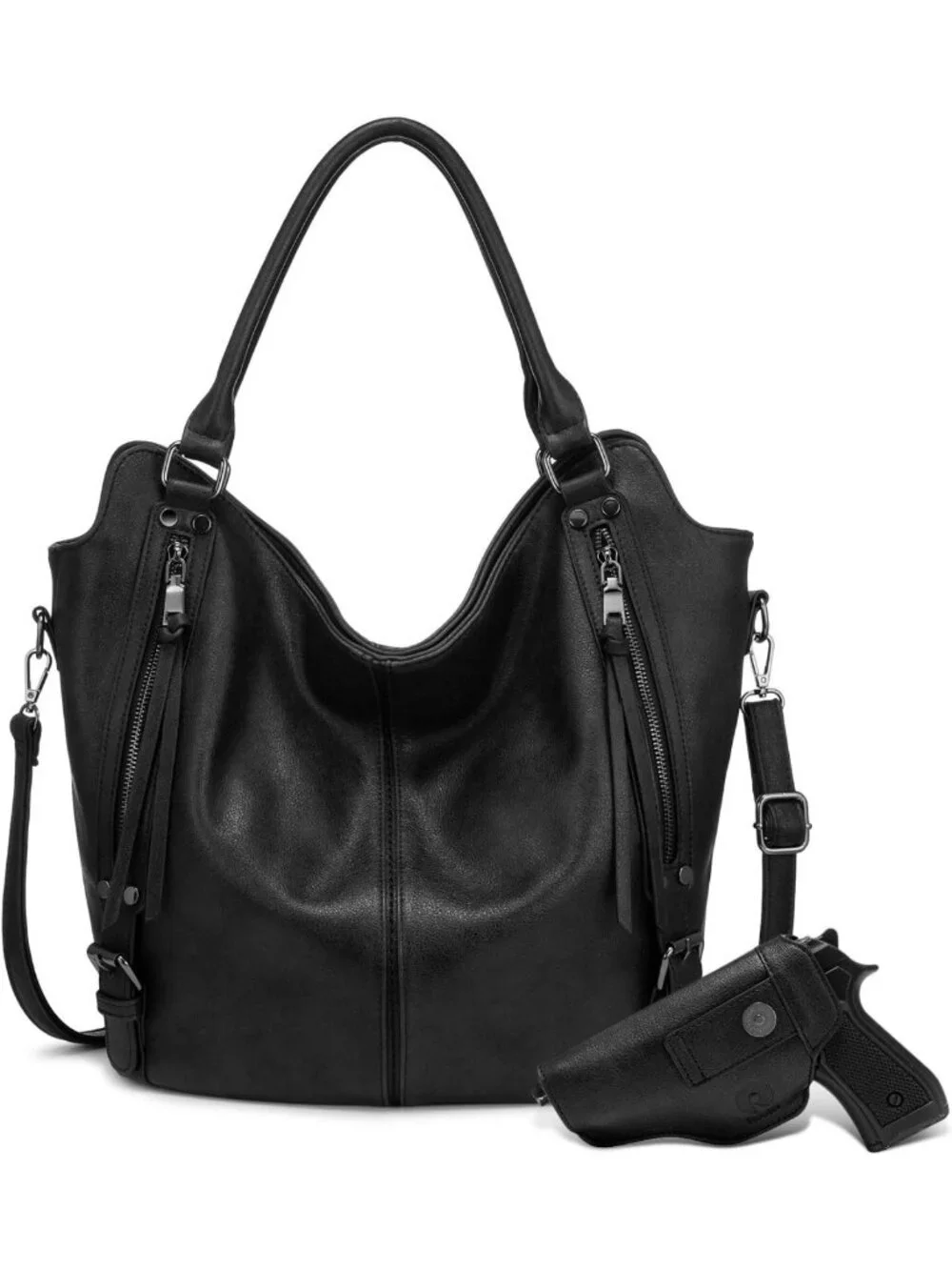 Stylish Faux Leather Hobo Purse for Women - Large Crossbody Tote with Holster
